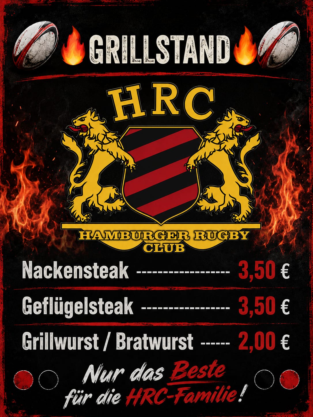 HRC Grillstand Menü